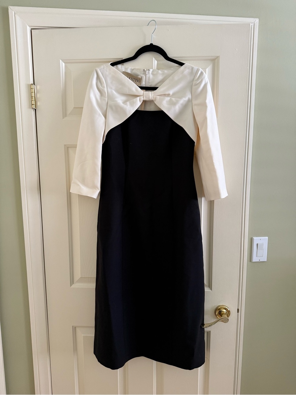 NWT $6,800 Valentino Colorblock Crepe Couture Midi Dress with Bow IT40=US4/6 - Picture 6 of 16